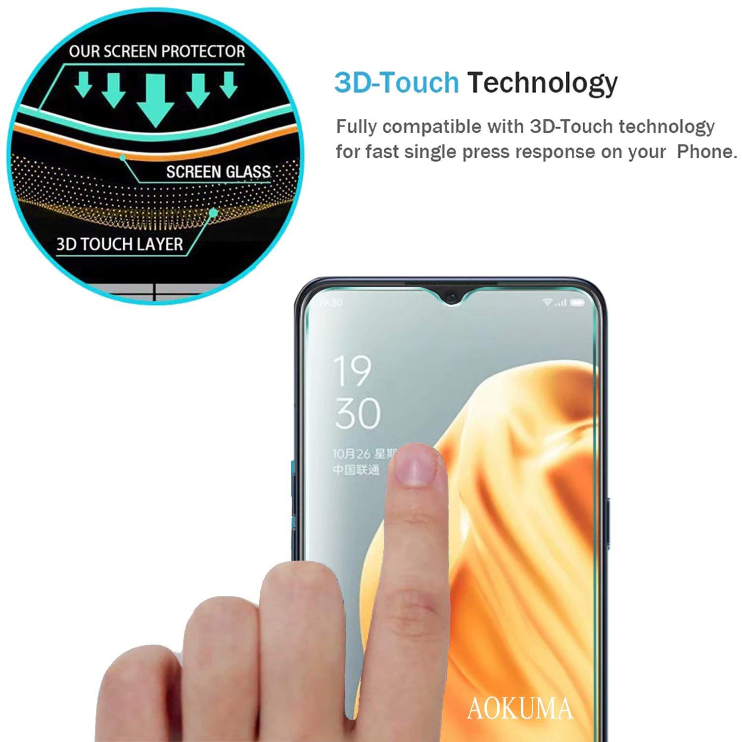 AOKUMA [2 Pezzi Pellicola Vetro Temperato per OPPO A91 Pellicola Protezione,Durezza 9H,Antiurto Antigraffio e Anti-impronta