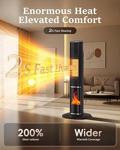 Miniatura 2 de MEPTY Calentador de espacio de 1500 W, calentadores eléctricos para uso en interiores con termostato y control remoto, protección contra