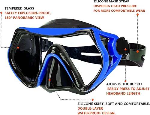 Miniatura 2 de Juego de máscara de esnórquel para adultos y jóvenes, máscara de buceo y gafas de natación de esnórquel completamente secas son adecuadas para