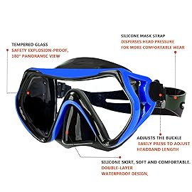 Snorkel mask Snorkeling Set for Adults and Youth, Diving mask and Full Dry Snorkel Swim Googles is Suitable for Snorkeling, Dive Scuba Diving, Swimming (Blue)