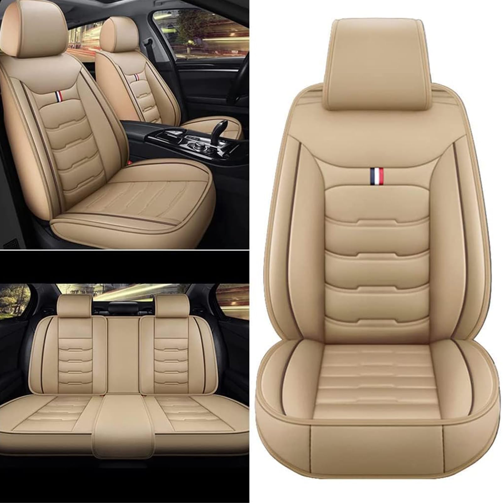 Auto Sitzbezüge Sets für BMW 3er 325i E36 316i E36 323i E36 328i E36 318is E36 320i E36 Coupe Cabrio, Autositzbezüge Vorne Hinten Sitzschoner Wasserdichter Schonbezug Zubehör,Beige/A
