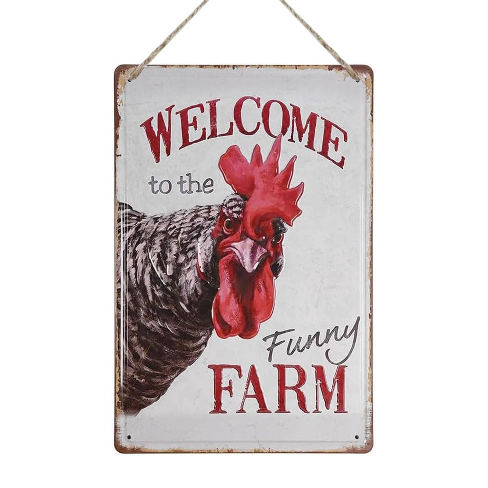 Vgrdtw White Chicken Coop Accessories, Chicken Accessories For Hens, Chicken Accessories, Welcome To The Funny Farm Sign Chicken Coop Decor Iron Farmhouse Sign For Garage Accessories 7.87X11.81 Inch