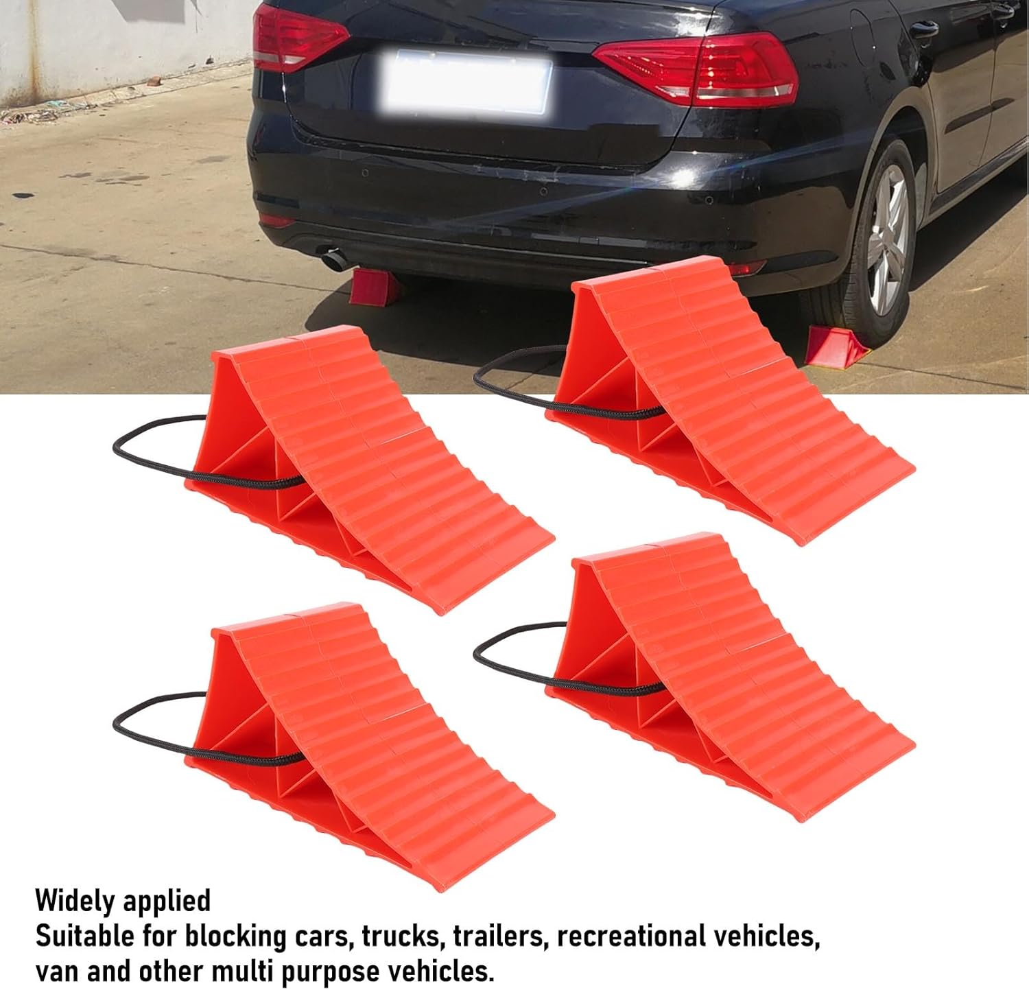 Fockety Lightweight, Sturdy Hard Plastic Wheel Chock, Prevents Rolling Accidents, Easy Installation and Removal, Bright Color, Anti Slip High Stability, RV Camping Car Fitment (Red)