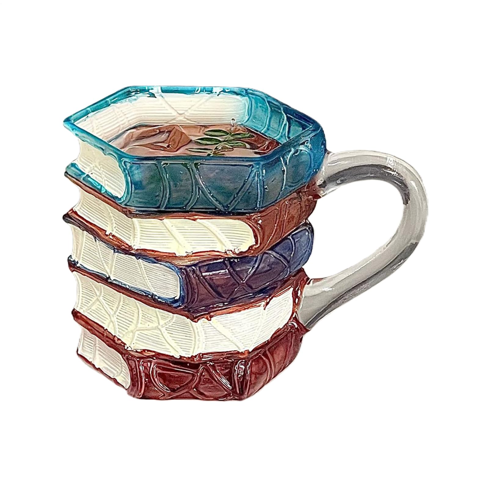 Taza libro de vidrio resistente al calor con asa y diseño exclusivo pintado a mano en 3D de 200ml
