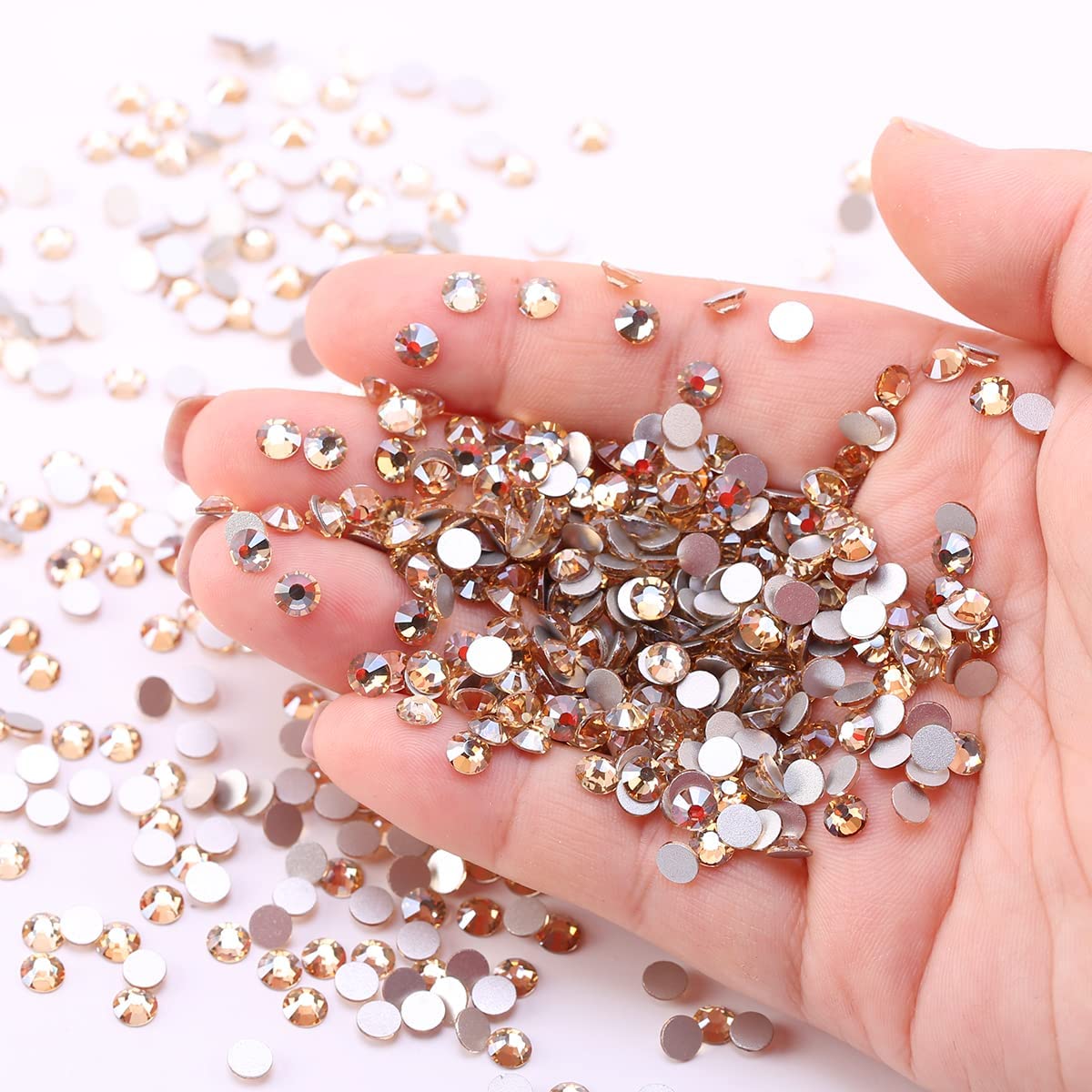 Novani Rhinestones 3000Pcs Flatback Crystal Round Loose Gemstones Glass Rhinestones for Crafts Makeup Nail Art Clothes Shoes DIY Decorations(SS8, 2.3-2.5mm,Golden Shadow) - Image 8