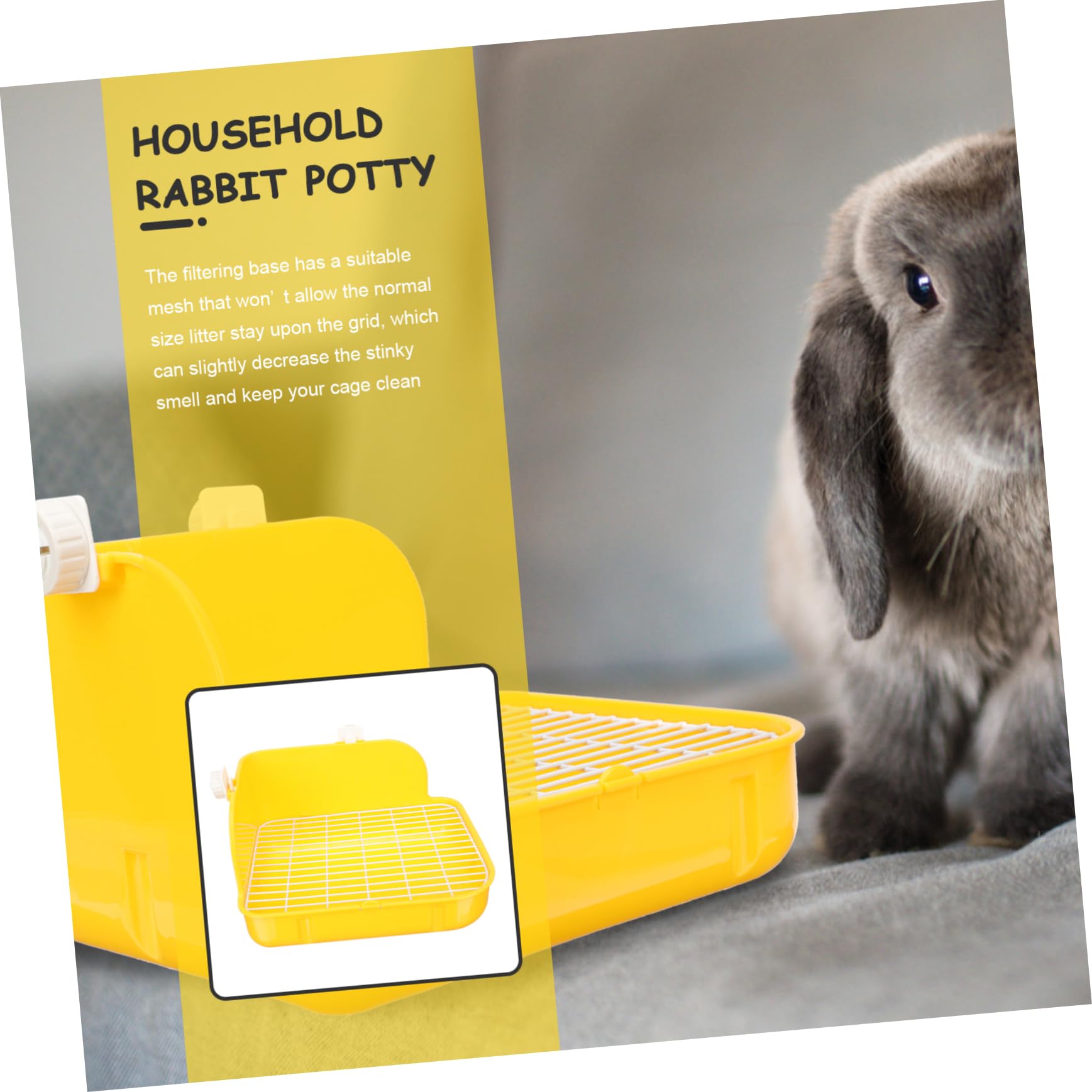 ORFOFE Lettiera Quadrata per Coniglietti in Plastica Resistente con Apertura Bassa per Animali Domestici