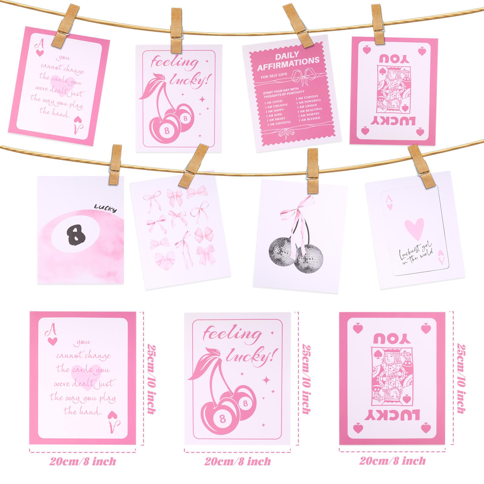 Poster Estetici Blu Tinoaly – 4 Stampe 20x25cm Su Tela, Fiocchi E Discoteca Per Camera