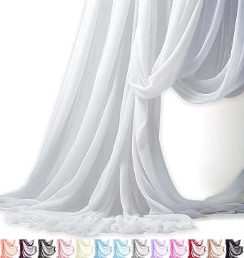 Barcelonetta | Chiffon Fabric | Decoration, Drapery Fabric | Wedding, Gender Reveal, Baby Shower, Birthday | for Arbor, Arch, Canopy, Table and Chair Decoration White, 5 Yards