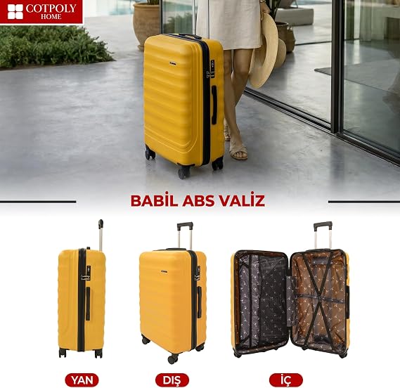 COTPOLY Babil 2'li Valiz Seti, ABS Valiz, Darbeye Dayanıklı Bavul Seti (Büyük ve Orta)