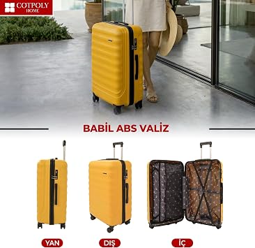 COTPOLY Babil 2'li Valiz Seti, ABS Valiz, Darbeye Dayanıklı Bavul Seti (Büyük ve Orta)