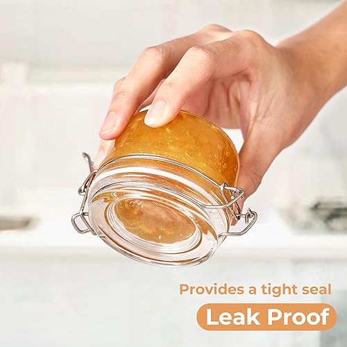 Miniatura 6 de ComSaf Juego de 6 tarros de vidrio herméticos pequeños de 4 onzas con tapas, tarros redondos para almacenamiento de alimentos, mini recipiente de