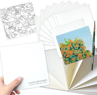 5.9x5.9 Inch Oil and Acrylic Paper Pad,30 Sheets 180GSM(110lb) Tearable Bleed Proof Canvas Like Textured Drawing Papers Perfect for Acrylic,Oil Painting,White