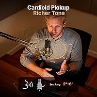 Vista 6 de Kit de micrófono USB 192KHZ/24BIT Enchufa y usa MAONO AU-A04 USB para computadora, micrófono cardioide y condensador de podcast micrófono con Negro