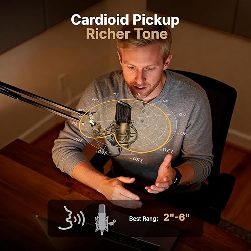 Vista 6 de Kit de micrófono USB 192KHZ/24BIT Enchufa y usa MAONO AU-A04 USB para computadora, micrófono cardioide y condensador de podcast micrófono con Negro