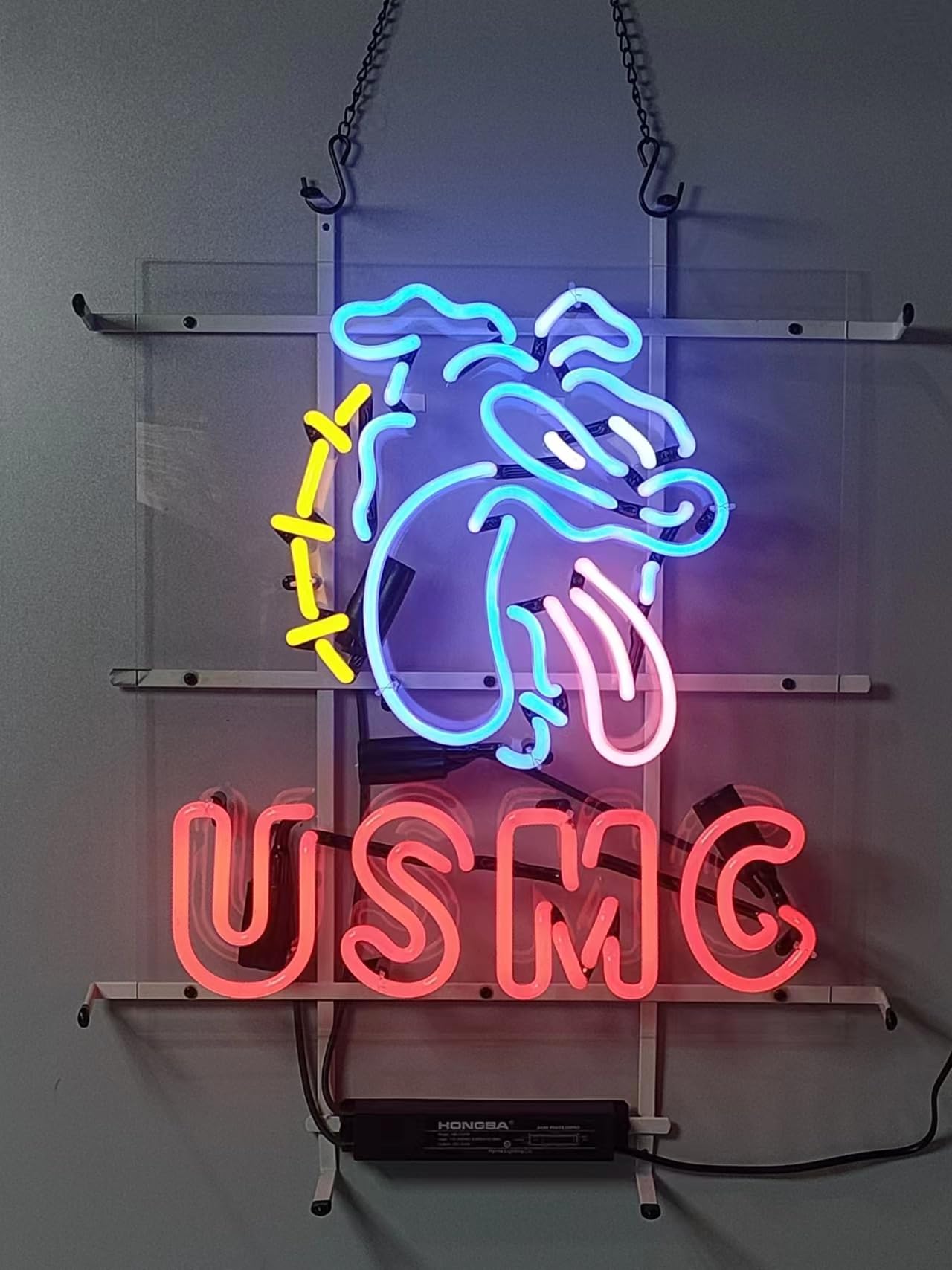Neon Signs Beer Bar Bedroom Light Usmc Sign Glass Neon Signs for Office Hotel Pub Cafe Party Man Cave Neon Light Art Wall Lights 24 X 20 Inches