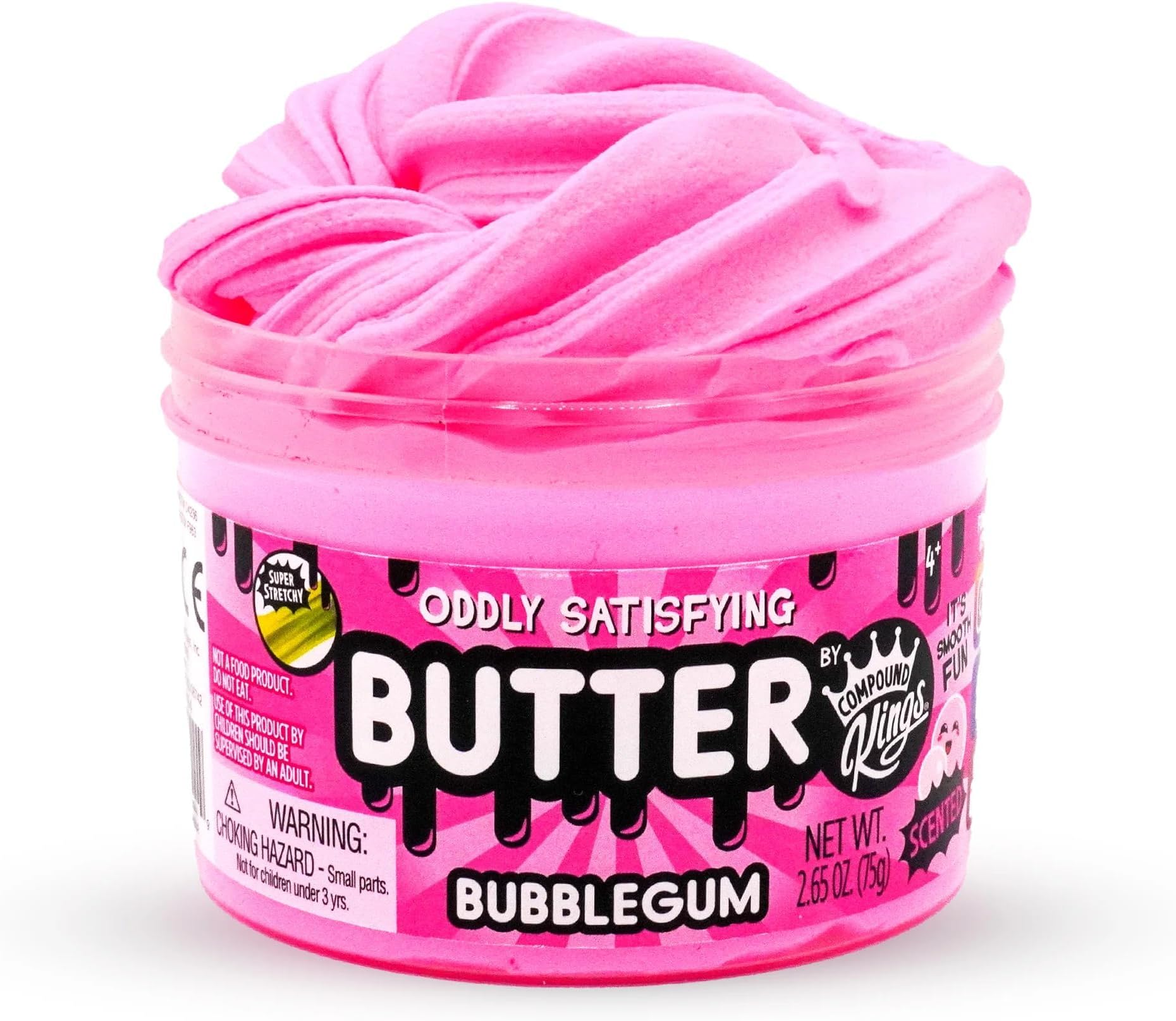 Compound Kings Butter Slime Single Jar Pink Bubble Gum, Stocking Stuffer for Boys and Girls Sensory Fun Gift