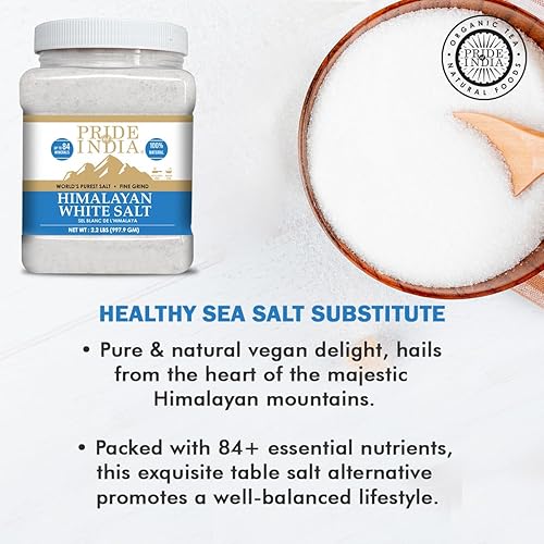 Miniatura 6 de Pride of India - Sal blanca del Himalaya fina molida 2.2 libras (997.90 gm) - Más raro y enriquecido con más de 84 minerales naturales - Bajo en