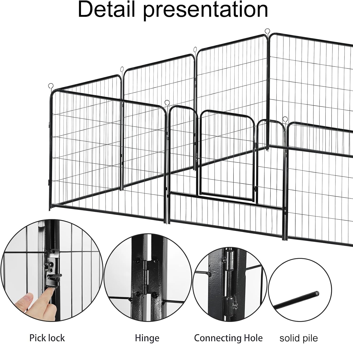 Confote Foldable Metal Dog Playpen Outdoor, 8 Panel 40 inches Height Exercise Pen Indoor Pet Fence Barrier Kennel for Small/Medium/Large Dogs Cats Rabbits