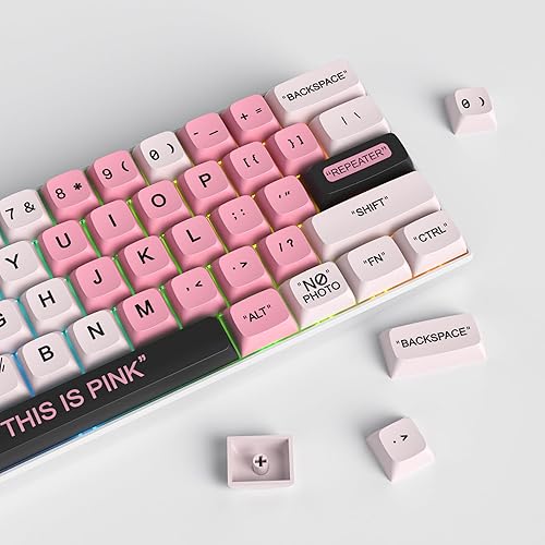 Miniatura 2 de Fogruaden PBT - Teclas de plástico rosa para sublimación de tinte, perfil XDA, juego de teclas de 144 teclas para interruptores Cherry Gateron MX