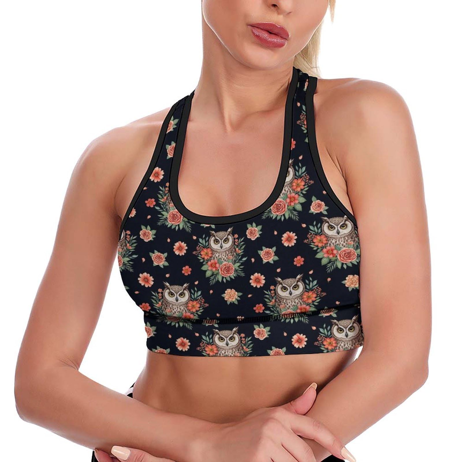 Womens Sports Tank Tops Yoga Racerback Bra, Casual Fitness Crop Tank High Support Padded Workout Running Bra
