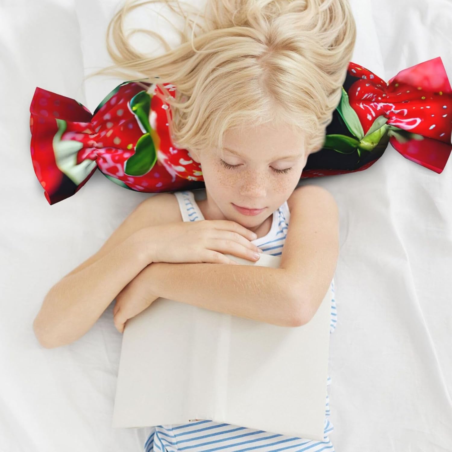 Fresh Strawberry Print Candy Cylindrical Comfortable Pillow Throw Pillows Home Decor Easy Maintenance