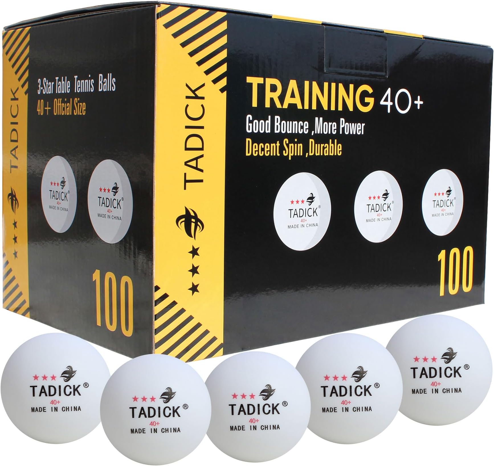 100 Count Ping Pong Balls with Nice Looking Storage Box, 40mm 3-Star Table Tennis Balls for Indoor & Outdoor Play