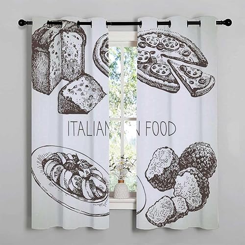 Miniatura 3 de Curtains for Bathroom Window Italian Food Grommet Short Curtain for Door Cortinas para Ventanas De Cuarto 55Inch Width by 55Inch Length,2 Panels