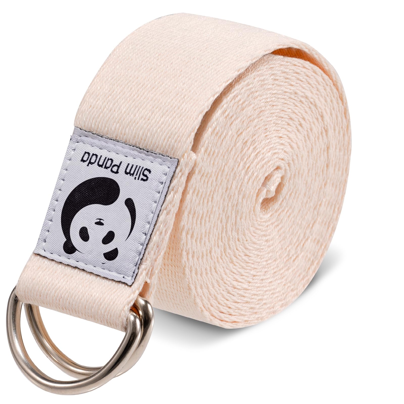 Slim Panda Cotton Yoga Strap - Practical Yoga Strap Accessory for Stretching and Fitness, Yoga Band with Metal Sliding Buckle, Good for Beginners and Advanced, Multiple Colours (180/250 cm)