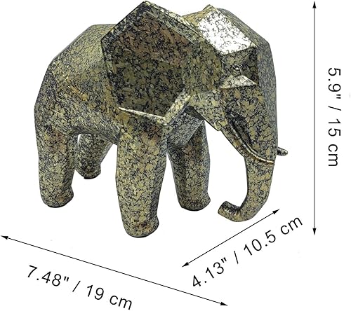 Miniatura 2 de Estatua abstracta de elefante de geometría de resina, escultura creativa y simple de elefante de la suerte, figuras coleccionables para oficina y