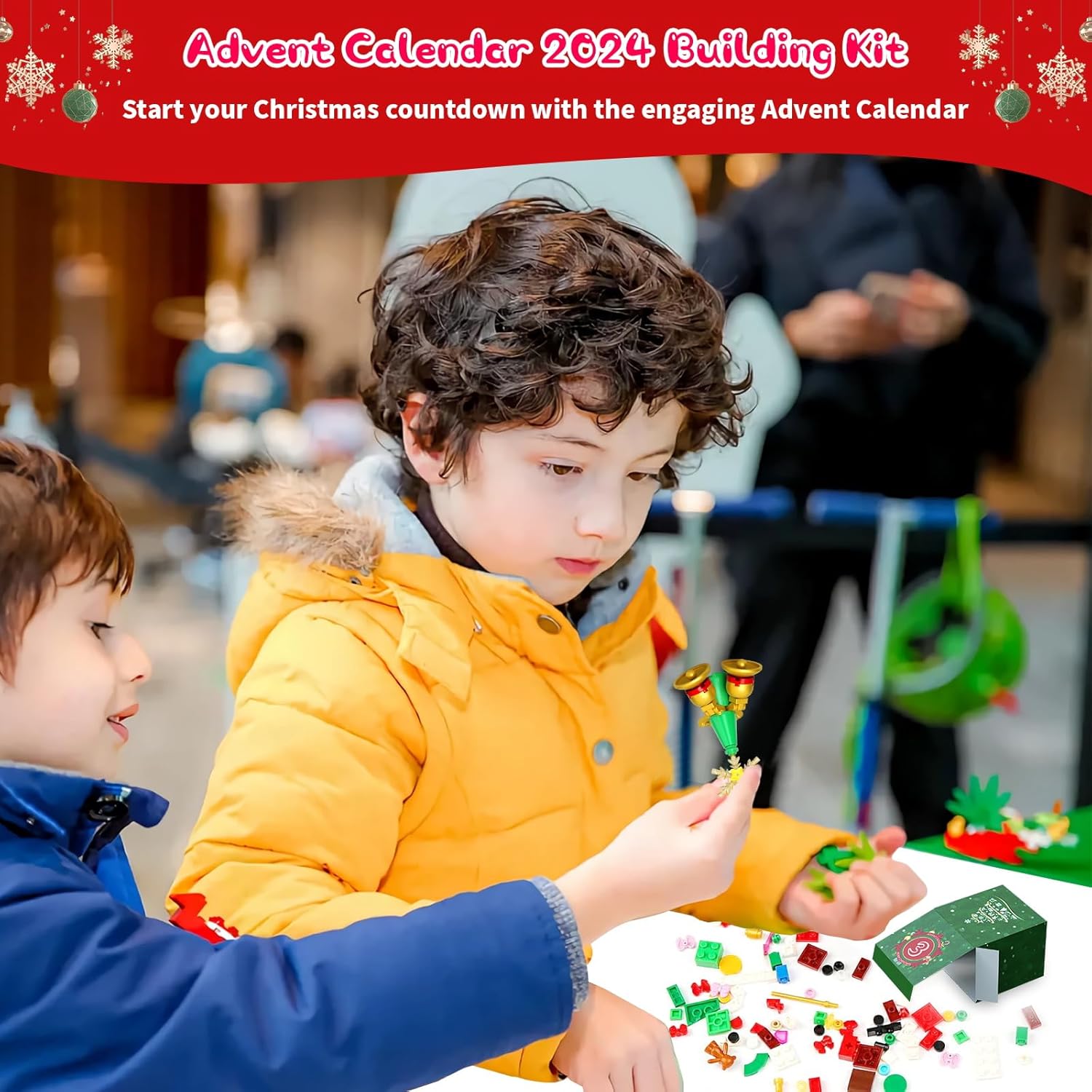 Advent Calendar 2025, Christmas Tree Building Blocks with LED Lights, 24 Days Christmas Bricks Countdown Calendar, Xmas Creative Toy Gifts for Age 6+ Boys Girls Kids Adults