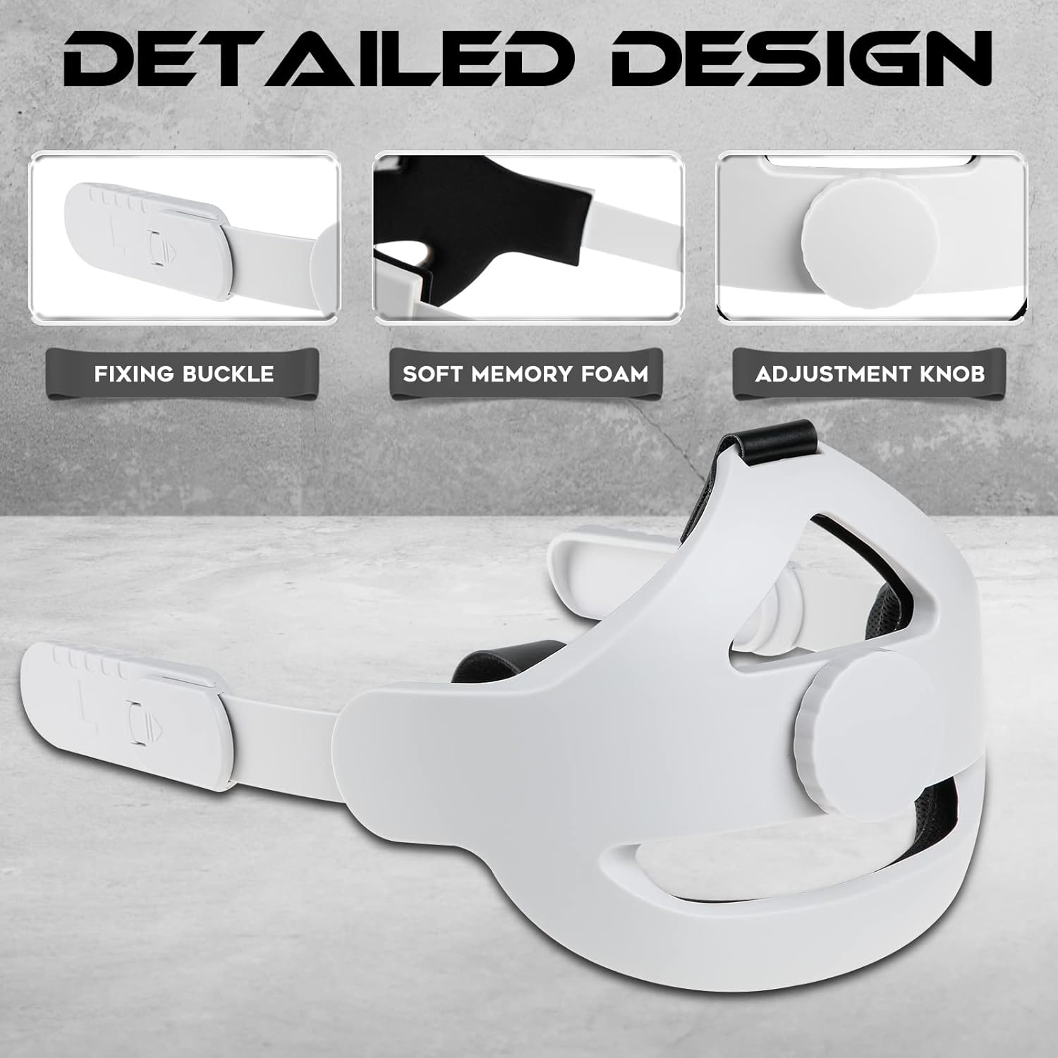 Buy 2 get 3 Seltureone Head Strap Compatible for Oculus Quest 2 Accessories, Replacement for Elite Strap, (Upgraded) Adjustable Comfortable Band Reduce Pressure for Mate Quest 2, White