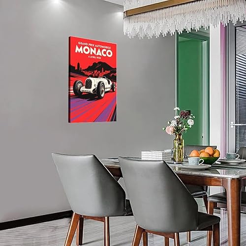 Miniatura 4 de Póster del Gran Premio de Mónaco de 1930  Arte de coche de carreras vintage con diseño retro de Mónaco  Póster clásico de impresión en lienzo para