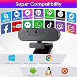 4K Webcam, 120°FOV UHD PTZ PC Camera with Speaker and 4 Microphones, Supporting Remote Control, Digital Zoom, Autofocus, Privacy Cover and Tripod, for Video Calls and Conferences and Live Streaming