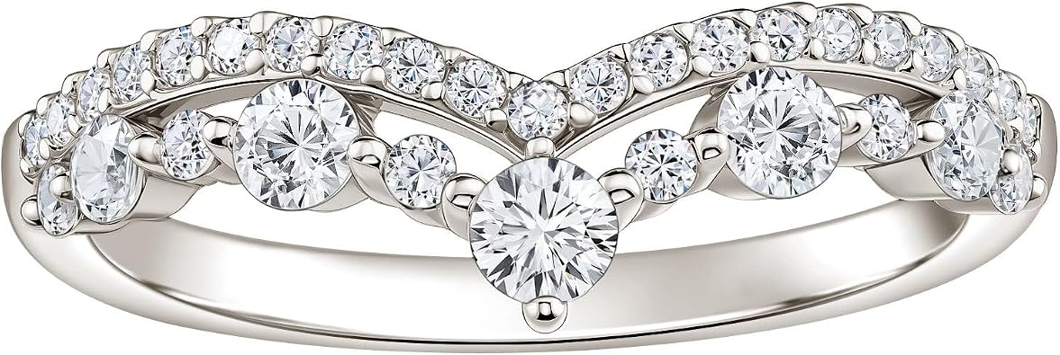 Wuziwen Moissanite Curved Wedding Bands for Women Eternity Rings Size 5-10