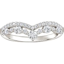 Wuziwen Moissanite Vintage Crown Eternity Ring Curved Wedding Bands for Women D Color VVS1 Clarity V-Shaped Engagement Rings for Her