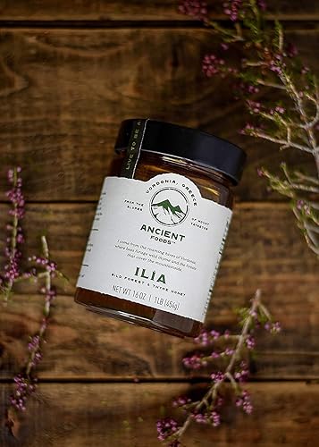 Miniatura 4 de Miel de tomillo de Ancient Foods - Miel griega auténtica sin filtrar de Grecia  Bosque silvestre sin filtrar (pino) y miel de tomillo de Vordonia,