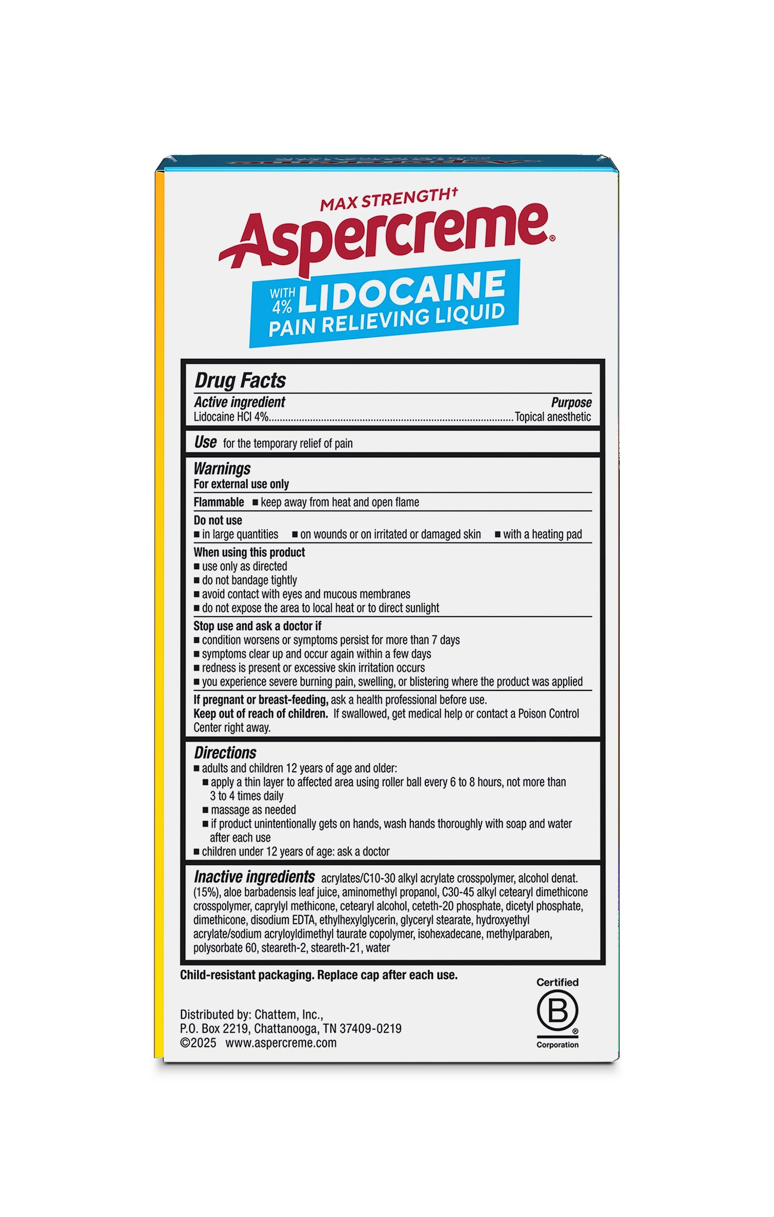Aspercreme Lidocaine Pain Relief Liquid with No-Mess Roll-On Applicator, Max-Strength 4% Lidocaine Numbs Away Nerve Pain, Moisturizing Aloe Hydrates Dry Skin, 2.5 FL oz — Amazon image 2