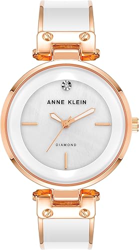Anne Klein AK1414 - Reloj de pulsera con esfera de diamantes auténticos para mujer