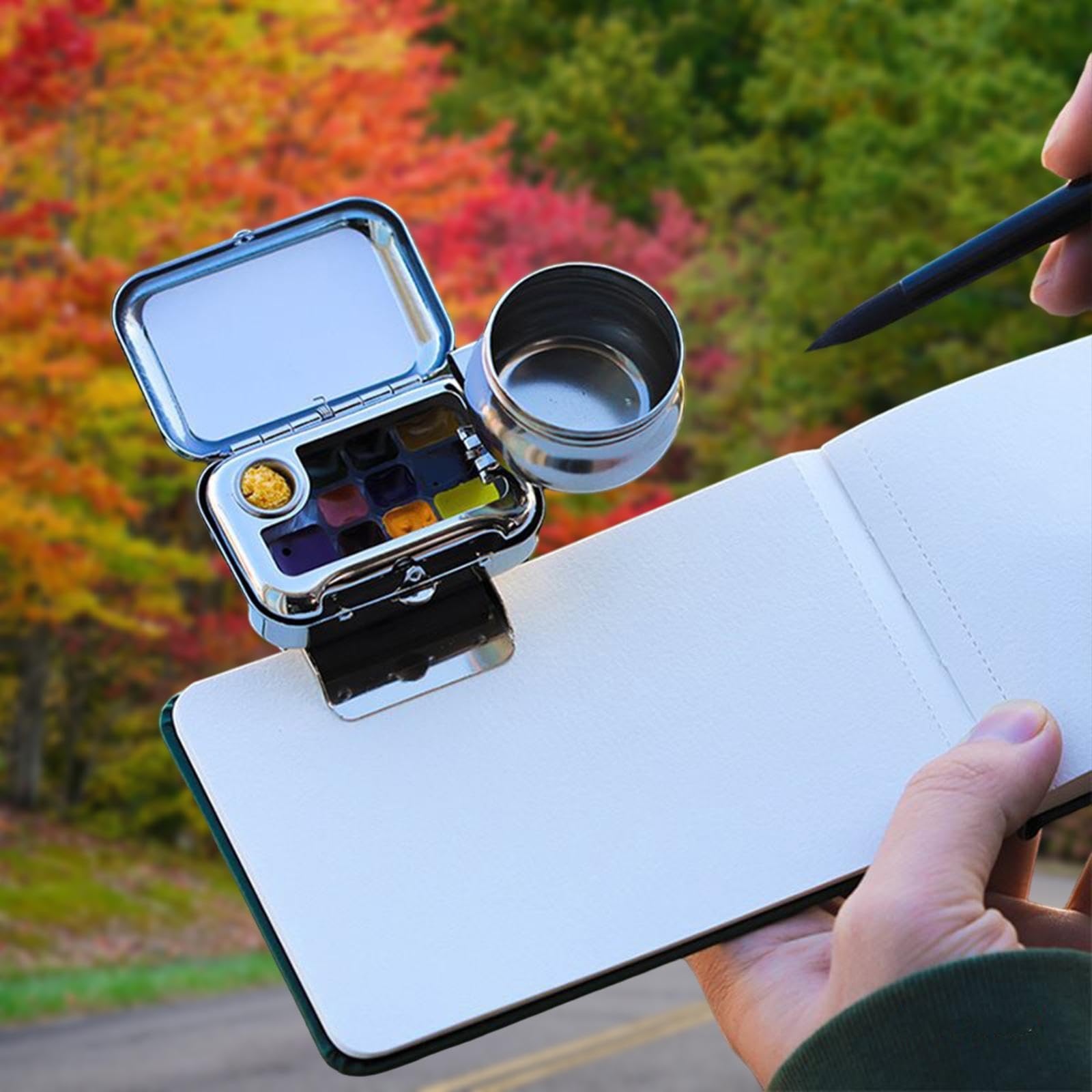 Palette Aquarelle Peinture Coffret Métal Palette Vide Livre Aquarelle Accessoire Transportable pour de Peinture Carnet
