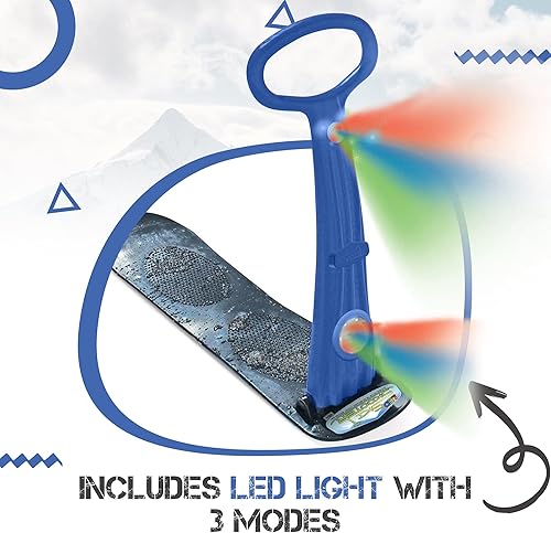 Vista 4 de Geospace Winter Fun - Patinete de nieve plegable, patinaje de esquí, trineo de nieve, snowboard para niños con 2 luces LED, tabla de arena portátil