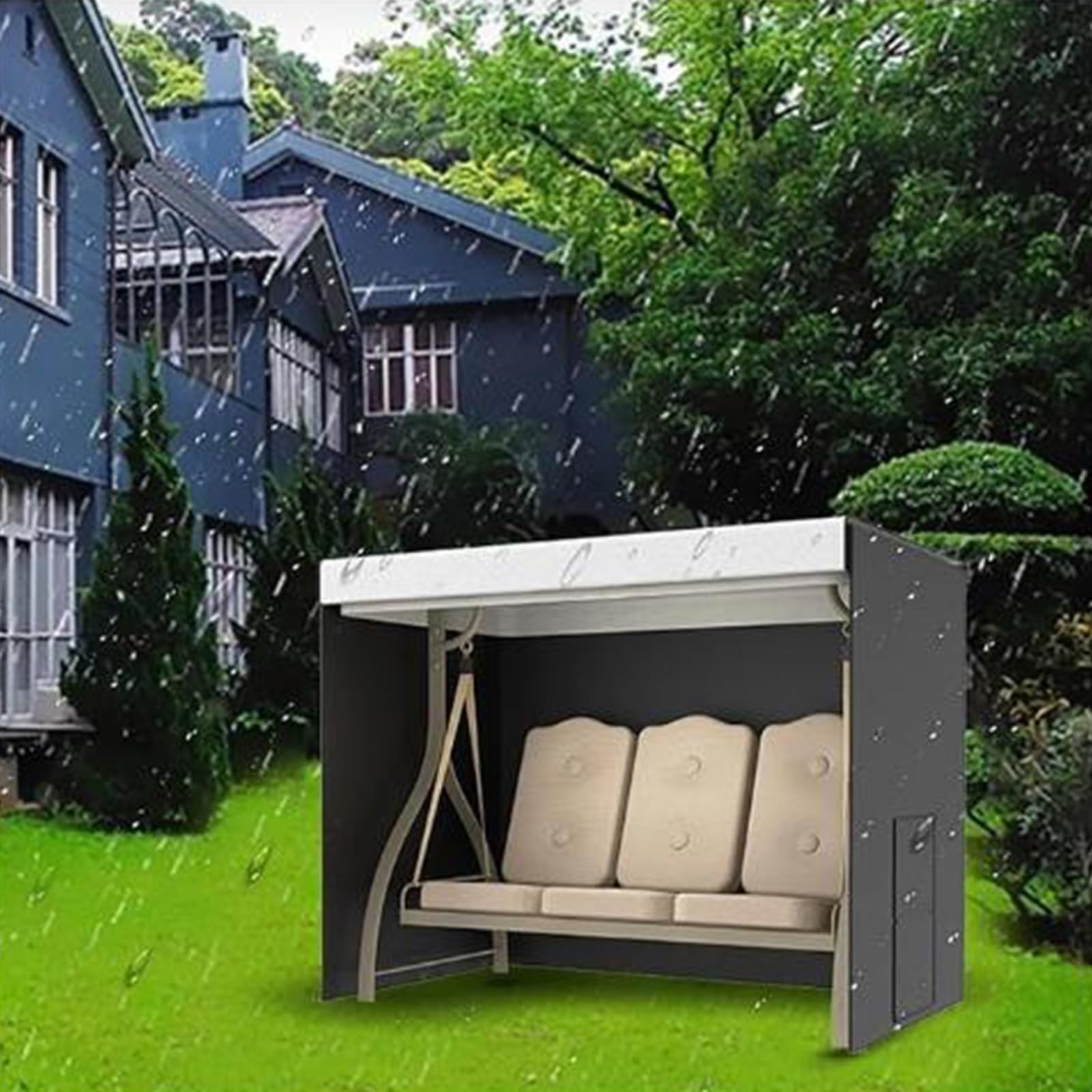 Gdfnmogo Schaukel Abdeckung Für 3-Sitzer - Wasserdicht 216x140x170cm Beige