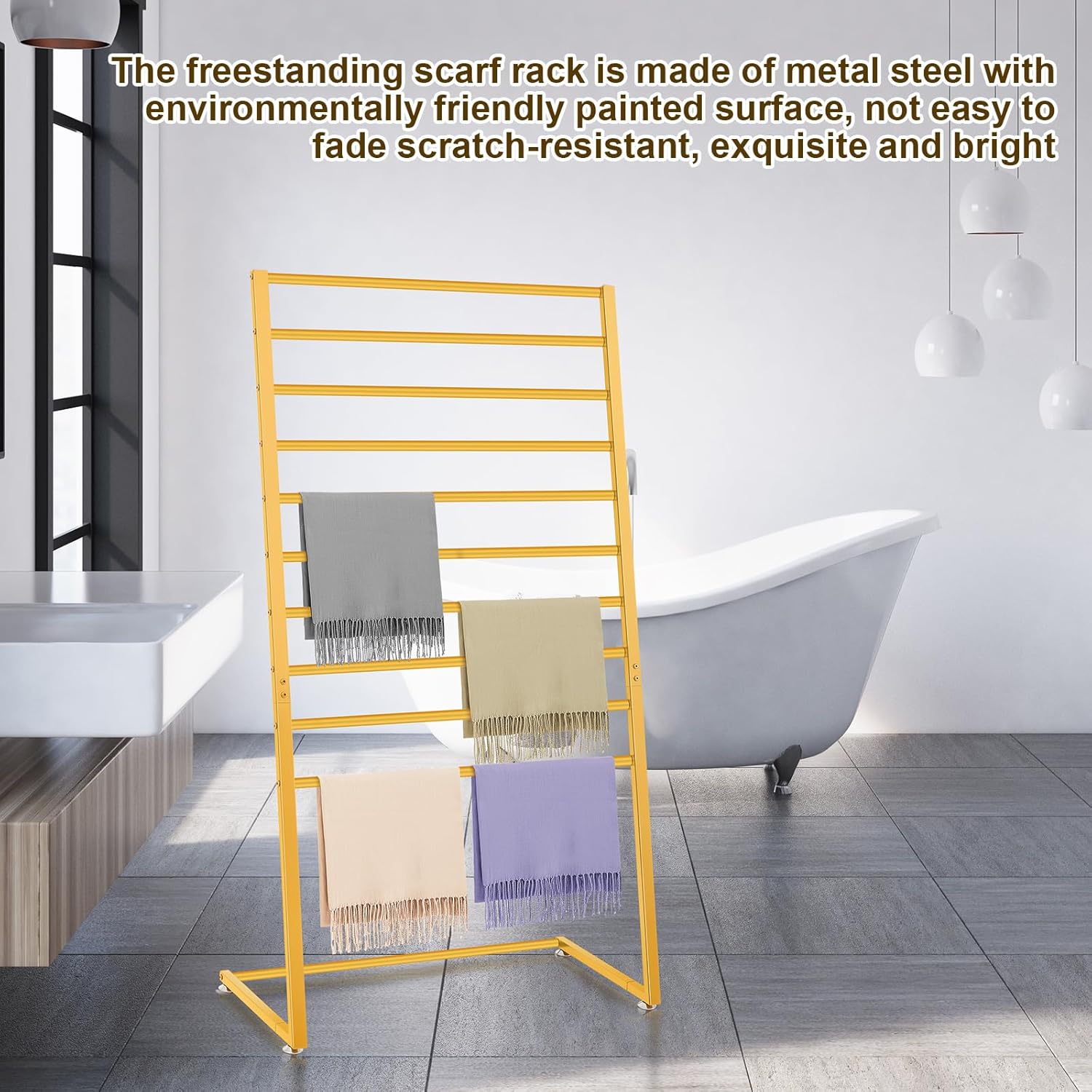 Hijab Organizer, 10 Tier Metal Scarf Holder Organizer, Freestanding Scarf Shawl Display Stand Belt Holder for Boutique Display, Retail Store, Bedroom, Clothing Store