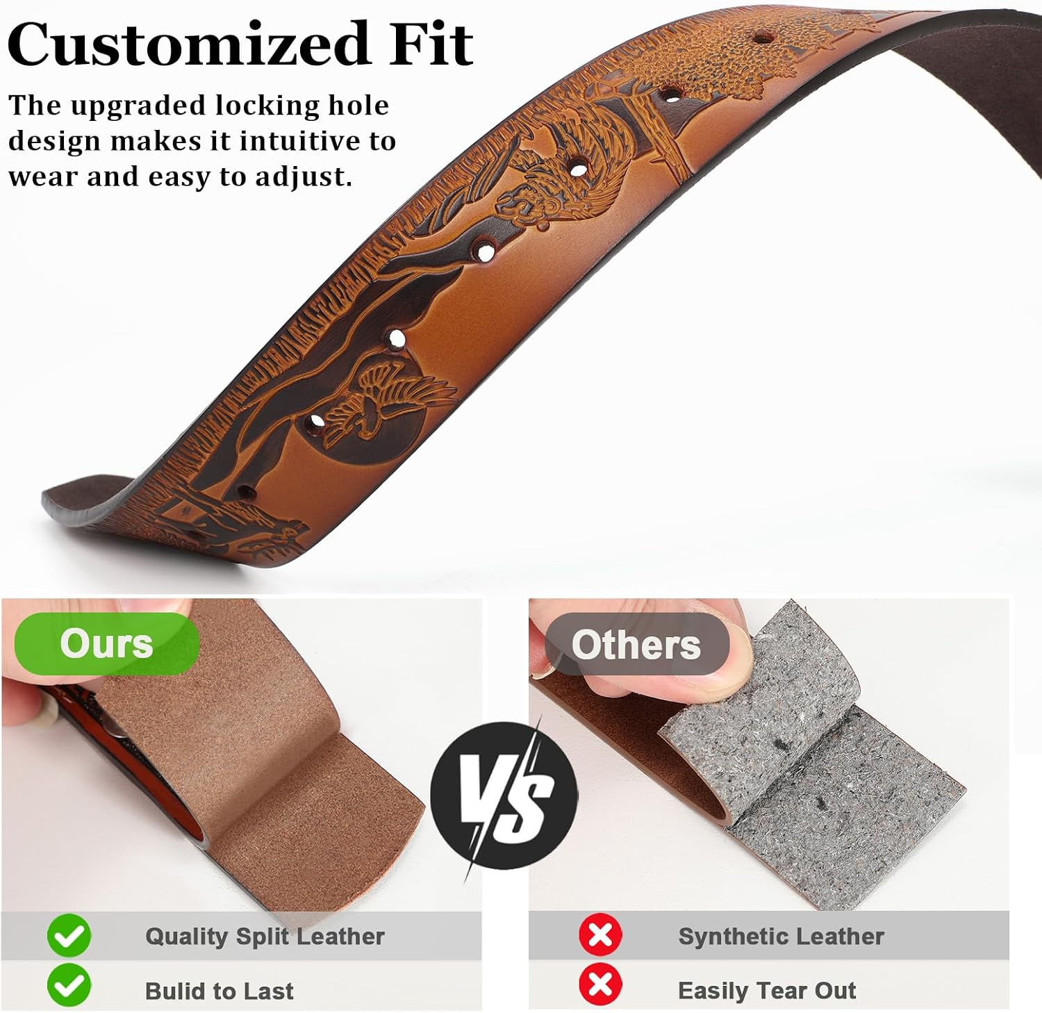 SANSTHS Cowboy Belts for Men Women Western Leather Belt with Big Buckles image 5