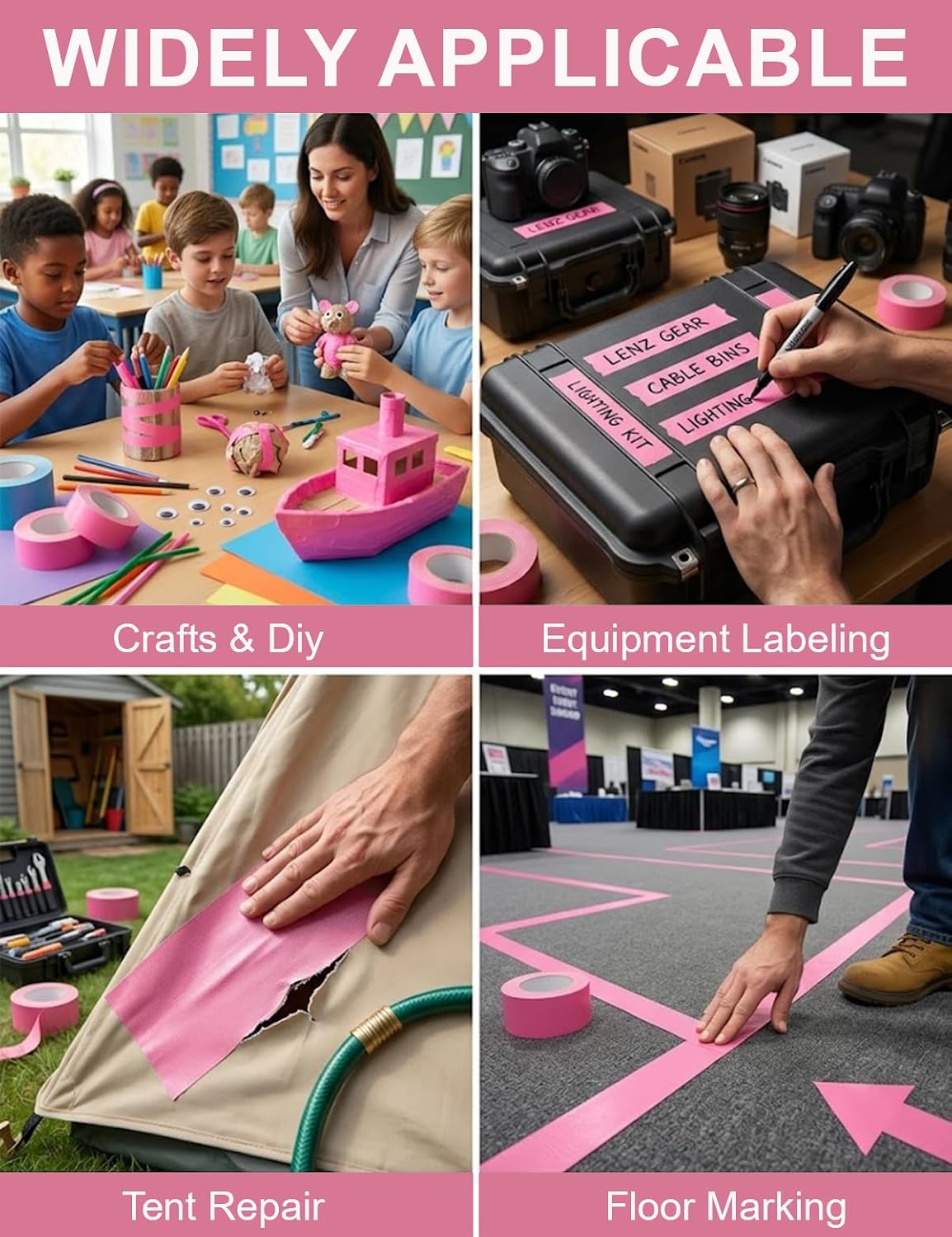 1-Roll Pink Heavy-Duty Duct Tape, 2 in x 30 yd, Indoor/Outdoor