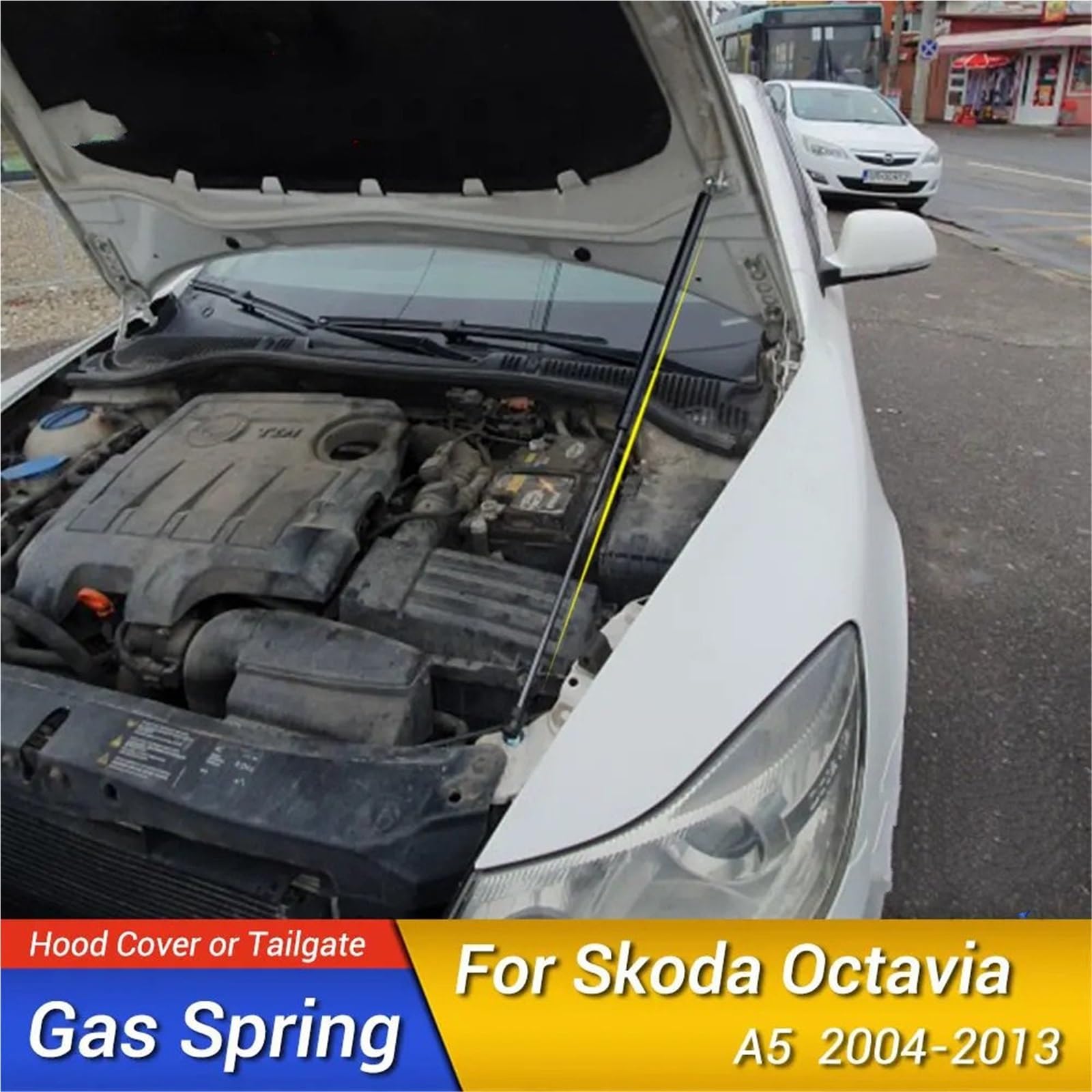sprężyna gazowa do maski Pokrowiec na amortyzator gazowy, podnośnik amortyzatora, drążek podporowy hydrauliczny, pasuje do Skody Octavia A5 MK2 (1Z) 2004-2013(Carbon Red)