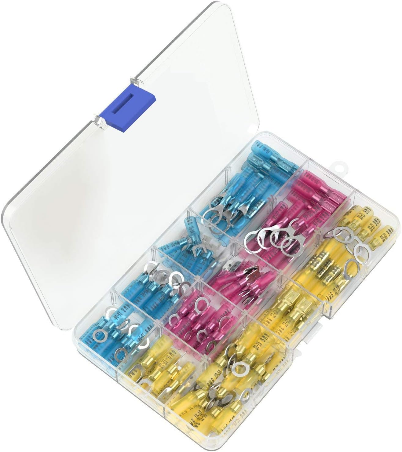 120 PCS Factory-Sale Heat Shrink Connector Kit - Electrical Insulated Wire Terminals Crimp Ring Butt Spade Marine Waterproof Automotive