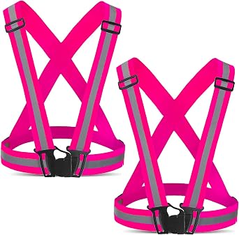 Reflective Safety Vest 2pcs - High Visibility Vest Adjustable Straps for Outdoor Jogging, Cycling, Walking