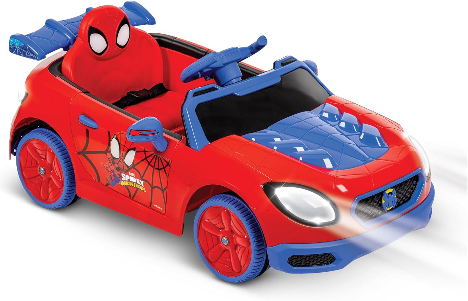 Huffy Marvel Spidey and His Amazing Friends 12V Ride-On Car, Ages 3–5, Parent Remote Control, Forward & Reverse, Realistic Sounds, Max 2.8 MPH