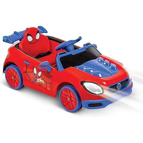 Huffy Marvel Spidey and His Amazing Friends 12V Ride-On Car, Ages 3–5, Parent Remote Control, Forward & Reverse, Realistic Sounds, Max 2.8 MPH