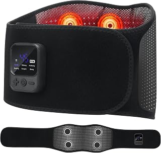 Cordless Back Massager Belt, Red Light Therapy Back Massager with 6 Heat, 6 Vibration for Pain Relief Deep Tissue, 4 Motors with Heating Pad for Back, Gifts for Women Men Mom Dad